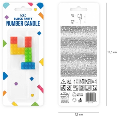 PartyPal Świeczka na tort Klocki cyfra 4 PartyPal