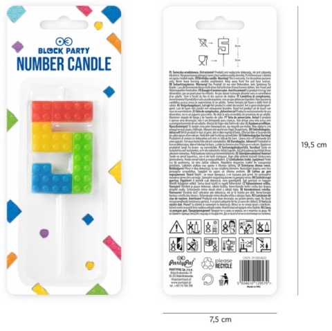 PartyPal Świeczka na tort Klocki cyfra 5 PartyPal