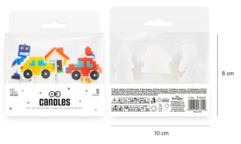 PartyPal Świeczki urodzinowe Klocki 5szt. zestaw