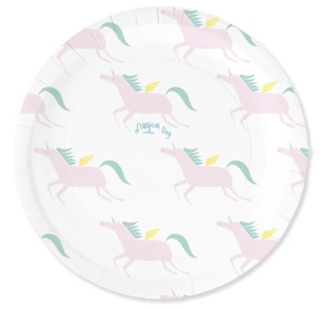 PartyPal Talerzyk papierowy Jednorożec 9 cali 6szt.