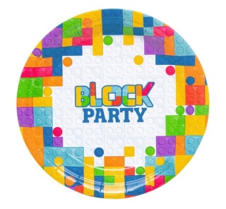 PartyPal Talerzyk papierowy Klocki 7cali 6szt.