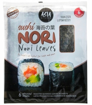 ASIA KITCHEN Sushi Nori liście alg morskich 6 arkuszy