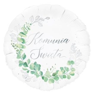 PartyPal Balon foliowy Komunia Święta Eukaliptus srebrny 45cm