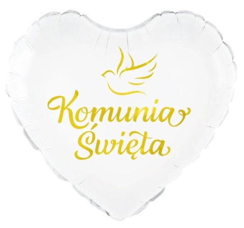 PartyPal Balon foliowy serce Komunia Święta biało-złoty 45cm
