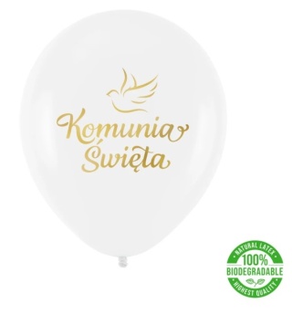 PartyPal Balony komunijne Komunia Święta biało-złote 12cali 100szt.