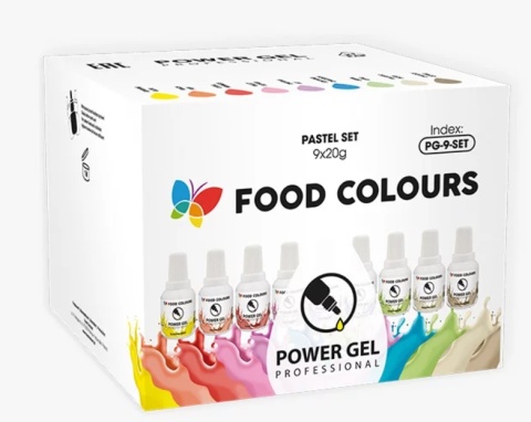 FOOD COLOURS zestaw barwników Power Gel 9 x20g