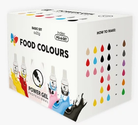 FOOD COLOURS zestaw barwników Power Gel 6 x20g
