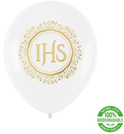 PartyPal Balony komunijne IHS biało-złote 12cali 100szt.