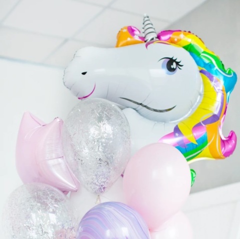 PartyPal Balon foliowy Jednorożec kolorowy 87x107cm