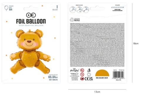 PartyPal Balon foliowy Miś 60x64cm