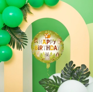 PartyPal Balon foliowy Happy Birthday Leśni przyjaciele 45cm