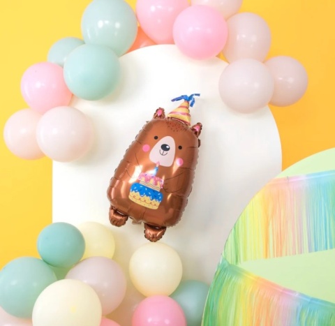 PartyPal Balon foliowy Urodzinowy Miś 44x78cm