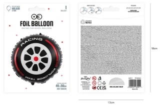 PartyPal Balon foliowy Racing Car Koło 45x50 cm