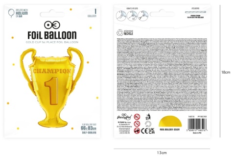 PartyPal Balon foliowy Puchar Champion 66x83cm
