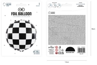 PartyPal Balon foliowy Racing Car Flaga w szachownicę
