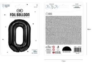 PartyPal Balon foliowy cyfra 0 czarny 100cm