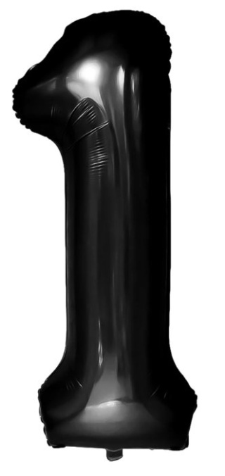 PartyPal Balon foliowy cyfra 1 czarny 100cm