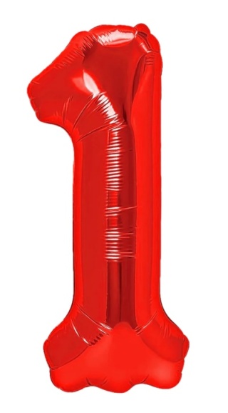 PartyPal Balon foliowy cyfra 1 czerwony 100cm