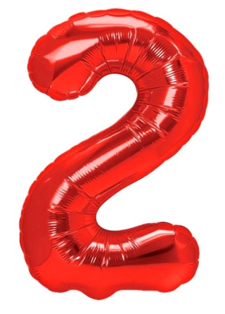 PartyPal Balon foliowy cyfra 2 czerwony 100cm