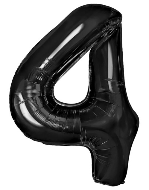 PartyPal Balon foliowy cyfra 4 czarny 100cm