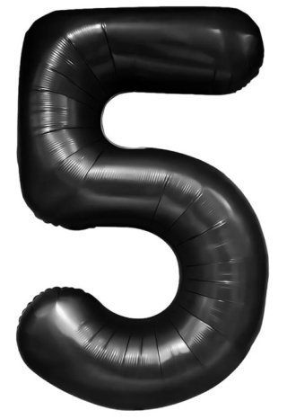 PartyPal Balon foliowy cyfra 5 czarny 100cm
