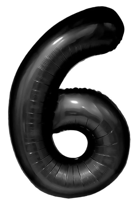 PartyPal Balon foliowy cyfra 6 czarny 100cm