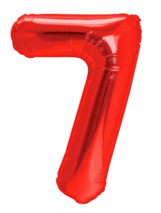 PartyPal Balon foliowy cyfra 7 czerwony 100cm