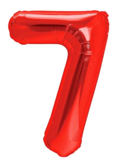 PartyPal Balon foliowy cyfra 7 czerwony 100cm