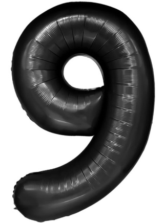 PartyPal Balon foliowy cyfra 9 czarny 100cm