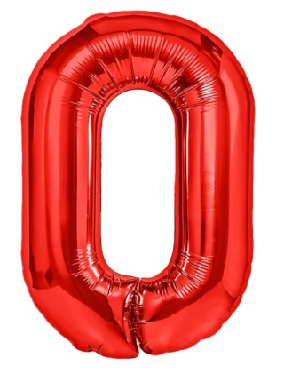 PartyPal Balon foliowy cyfra 0 czerwony 100cm