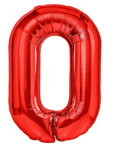 PartyPal Balon foliowy cyfra 0 czerwony 100cm