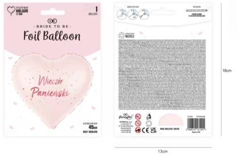 PartyPal Balon foliowy Serce Wieczór Panieński 18 cali