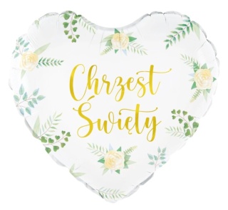 PartyPal Balon foliowy serce Chrzest Święty 45cm