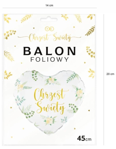 PartyPal Balon foliowy serce Chrzest Święty 45cm