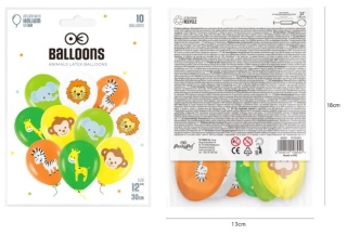 PartyPal Balony Zwierzątka kolor mix 12cali 10szt.