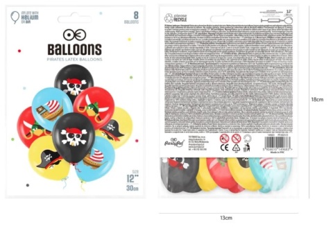 PartyPal Balony Piraci 12cali 8szt. zestaw