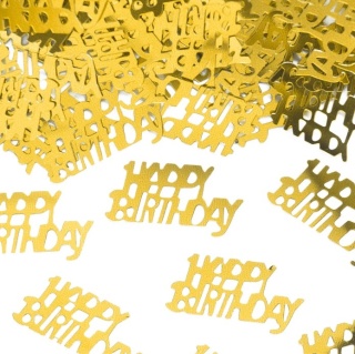 PartyPal Konfetti 15 g - złoty napis Happy Birthday