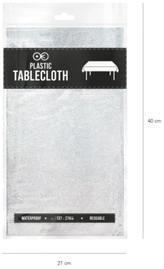 PartyPal Obrus holograficzny srebrny 137x274cm