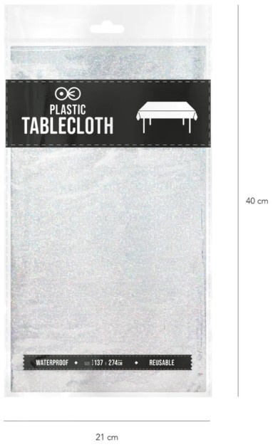 PartyPal Obrus holograficzny srebrny 137x274cm