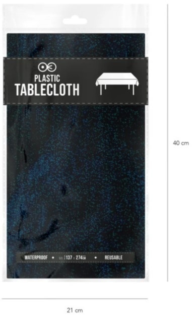 PartyPal Obrus holograficzny dwustronny czarny/srebrny 137x274cm