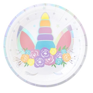 PartyPal Talerzyk papierowy Jednorożec 7cali 6szt.