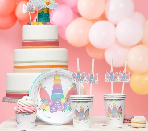 PartyPal Talerzyk papierowy Jednorożec 7cali 6szt.