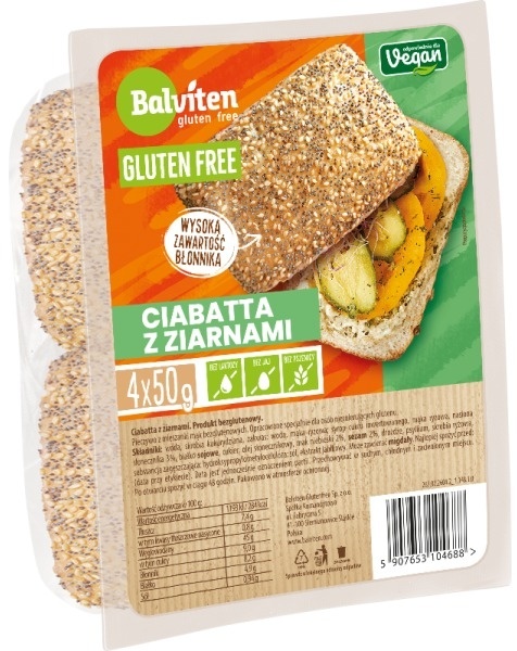 BALVITEN Ciabatta z ziarnami 4x50g bezglutenowa