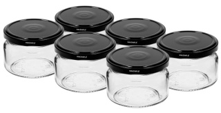BROWIN Słoik niski 200ml czarna zakrętka fi82/6 6szt