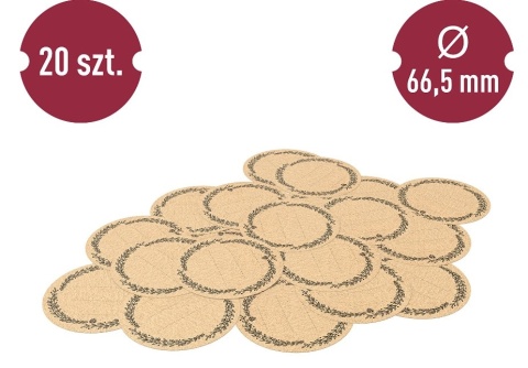 BROWIN Etykiety okrągłe 66,5mm na zakrętki/słoiki 20szt