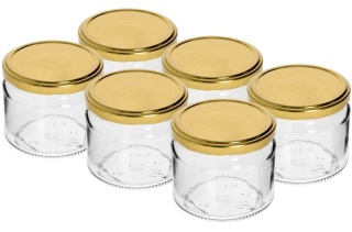 BROWIN Słoik niski 330ml złota zakrętka fi82/6 6szt