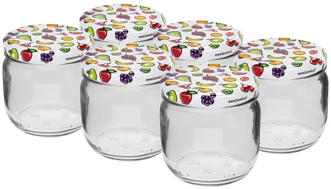 BROWIN Słoik 370ml kolorowa zakrętka fi82/6 6szt