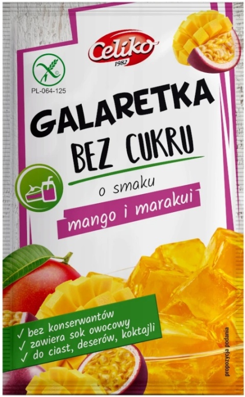 Celiko Galaretka bezglutenowa Bez Cukru o smaku mango i marakui 14g