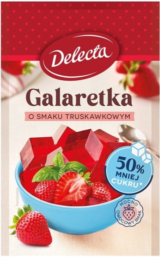 Delecta Galaretka 50% mniej cukru smak truskawkowy 39g