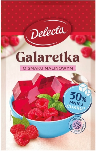 Delecta Galaretka 50% mniej cukru smak malinowy 39g